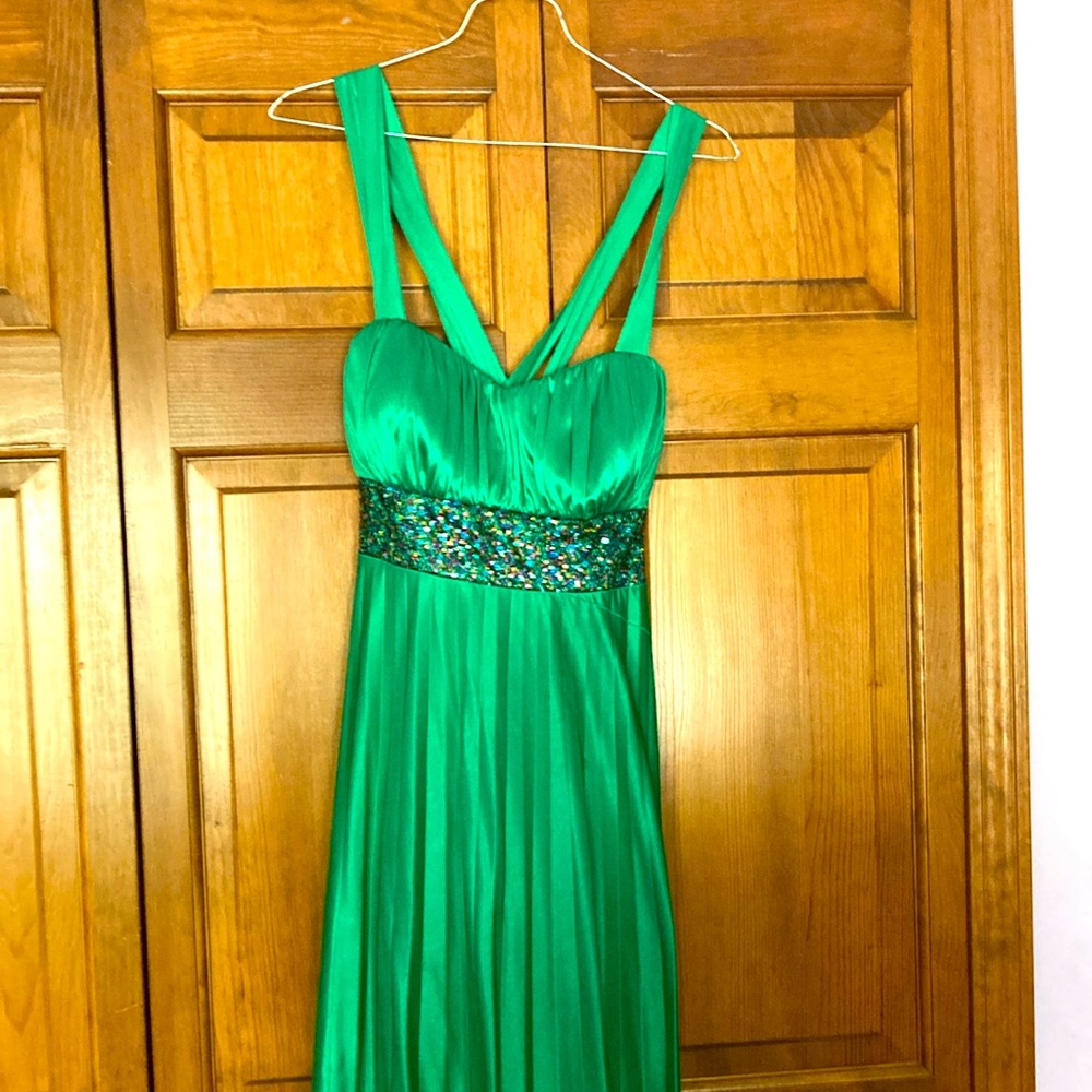 Green My Michelle size L sequin and pleated gown